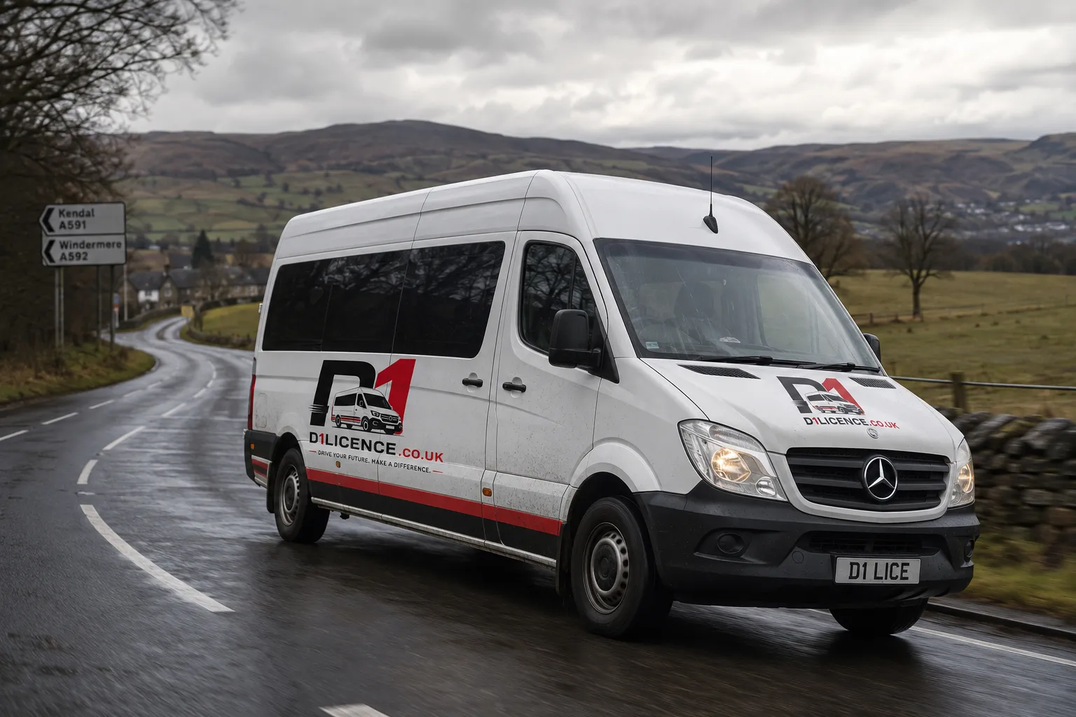 D1 minibus on a North West rural road