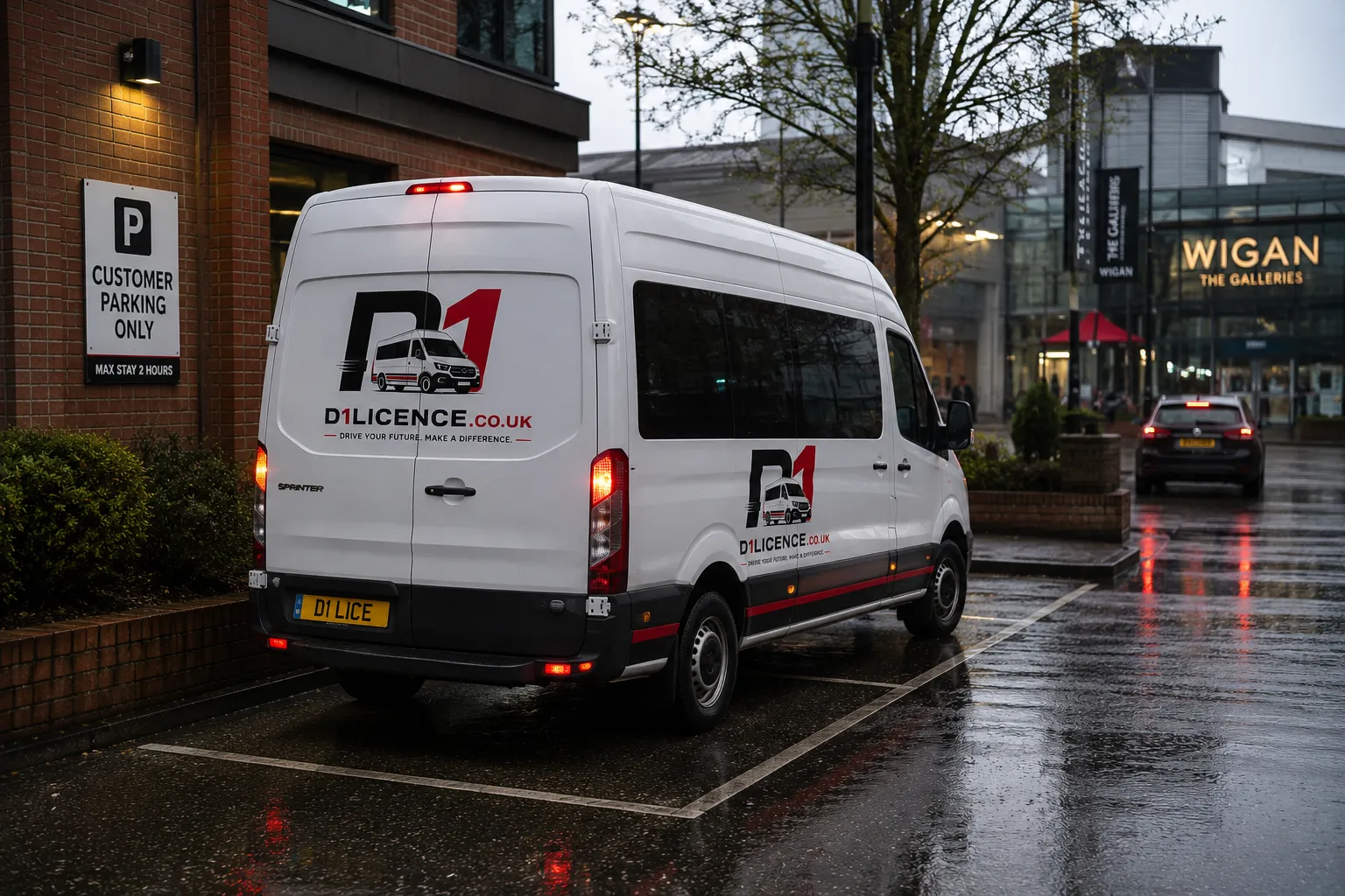 D1 training minibus parked in Wigan