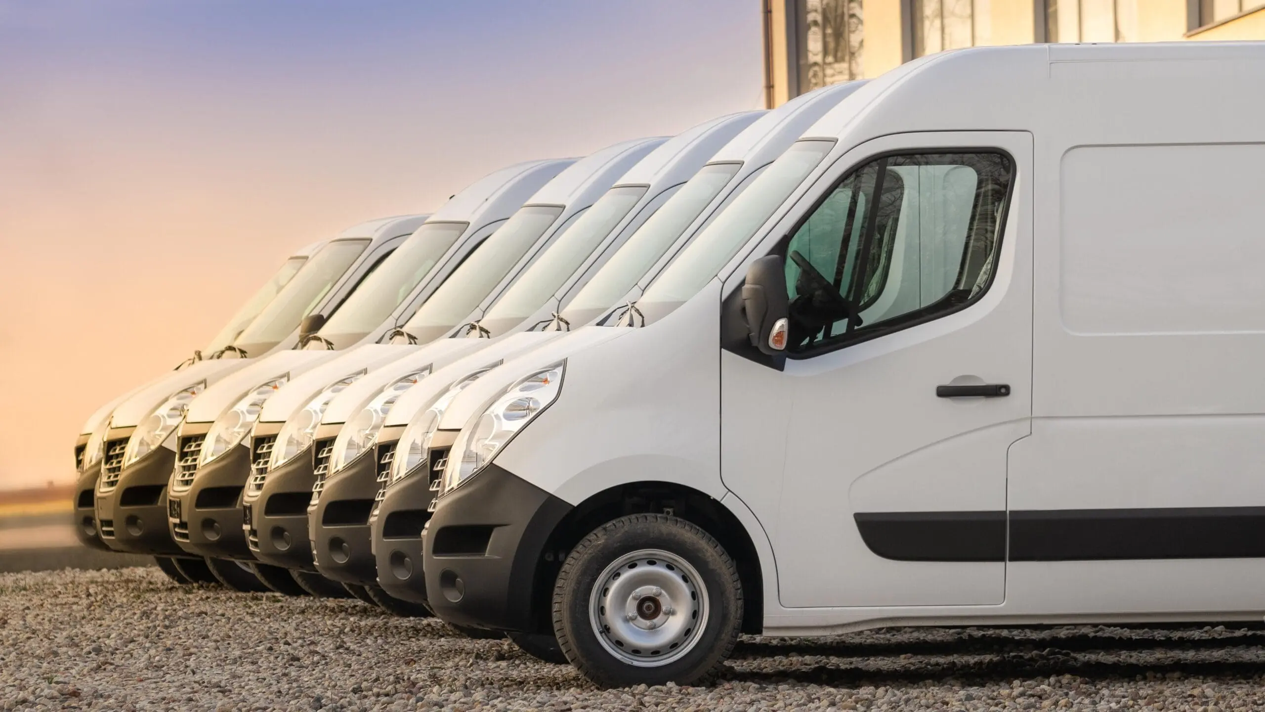Row of D1 training vehicles representing minibus and fleet driver training